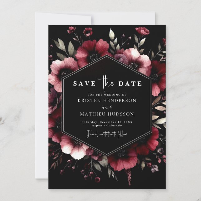 Save The Date Élégant Mariage minimal Bourgogne (Devant)