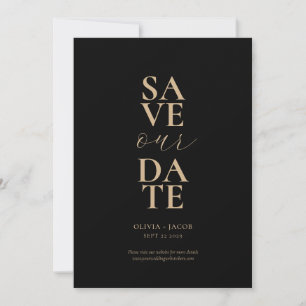 Save The Date Élégant Mariage minimaliste de bronze noir
