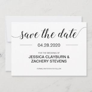 Save The Date Élégant Mariage minimaliste noir et blanc
