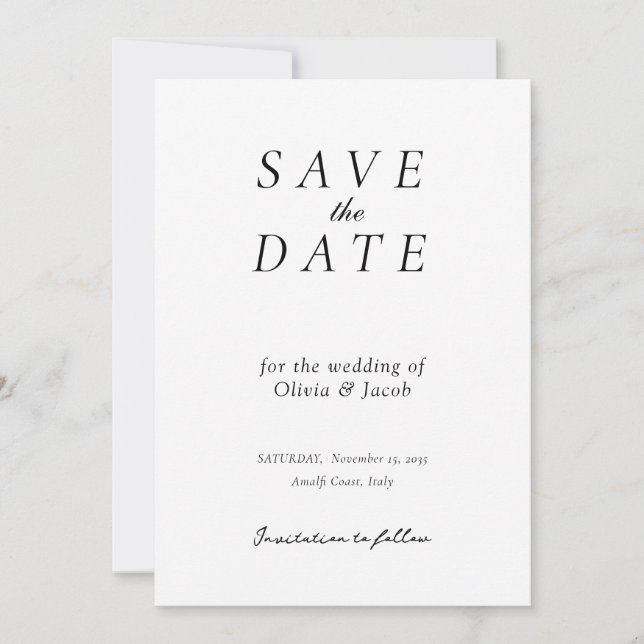 Save The Date Élégant Mariage Moderne Enregistrer La Date (Devant)