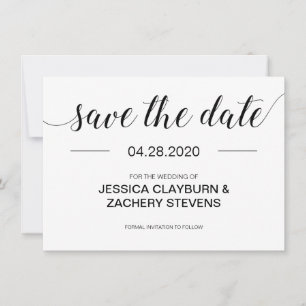 Save The Date Élégant Mariage moderne noir et blanc