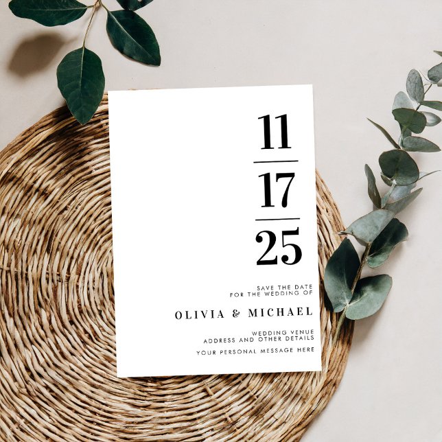 Save The Date Élégant Mariage moderne noir et blanc (Créateur téléchargé)