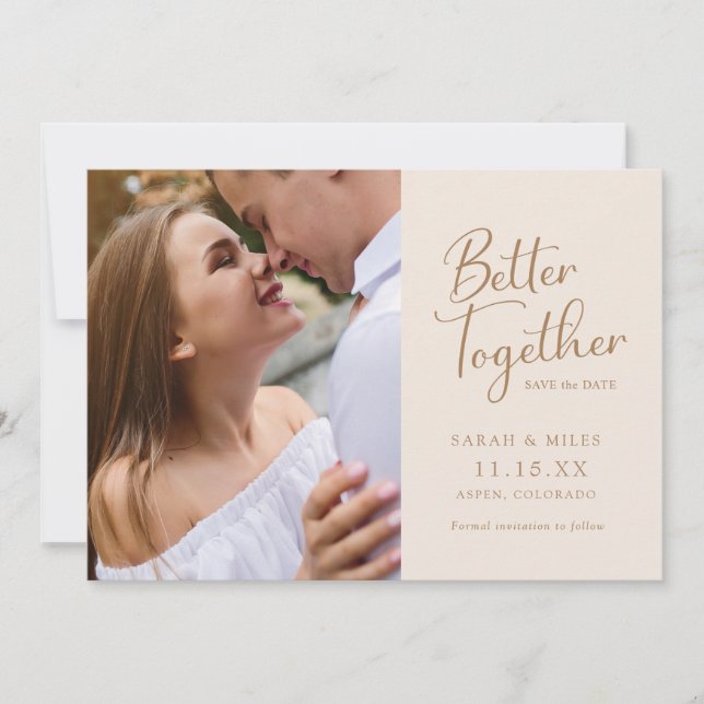 Save The Date Élégant Mariage Moderne Photo Script (Devant)