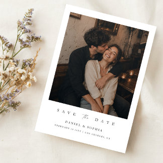 Save The Date Élégant Mariage Moderne Photographie de Script