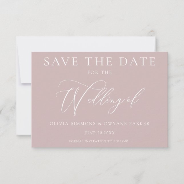 Save The Date Élégant Mariage moderne rose-Duché (Devant)