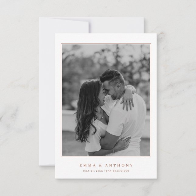 Save The Date Élégant Mariage Monogram Terracota (Devant)