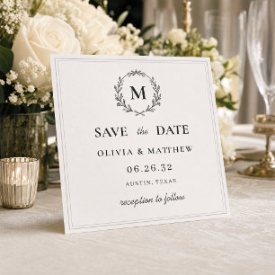 Save The Date Élégant mariage monogramme vert chasseur