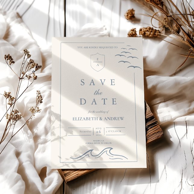 Save The Date Élégant Mariage Nautique (Créateur téléchargé)
