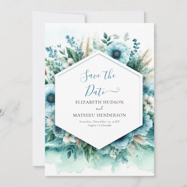 Save The Date Elégant Mariage nautique aquarelle (Devant)