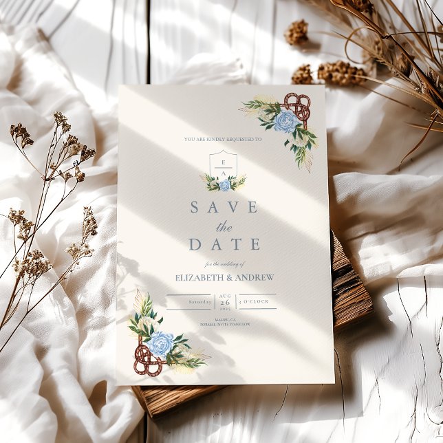 Save The Date Elégant Mariage nautique floral (Créateur téléchargé)