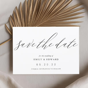 Save The Date Élégant Mariage non photo noir et blanc
