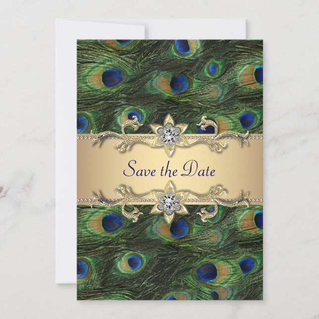 Save The Date Elégant Mariage Peacock Enregistrer La Date (Devant)