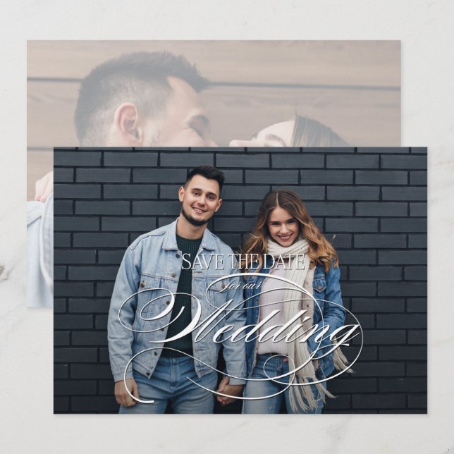 Save The Date Élégant Mariage photo (Devant / Derrière)