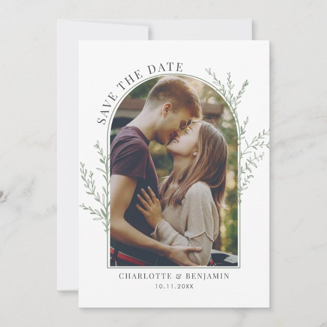 Save The Date Élégant Mariage photo botanique (Devant)