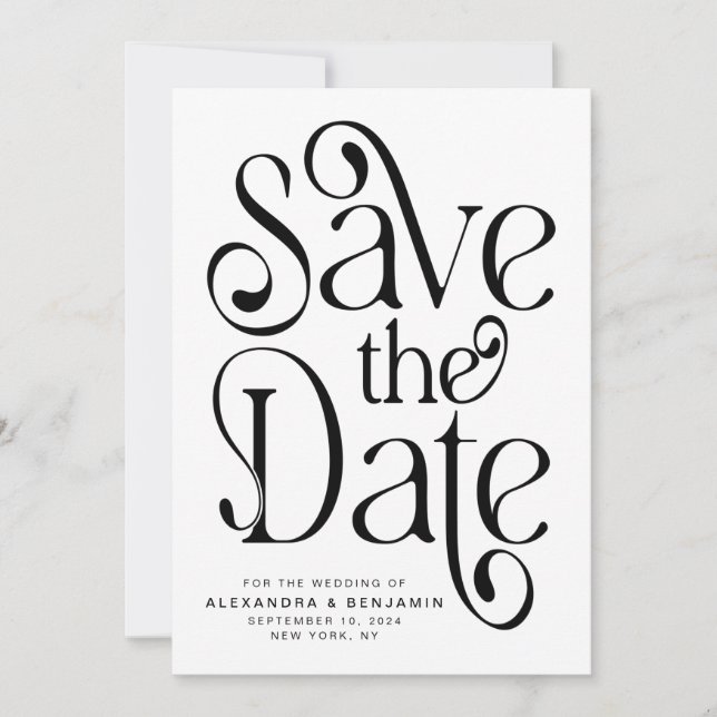 Save The Date Élégant Mariage photo de typographie (Devant)