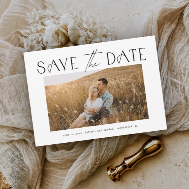 Save The Date Élégant Mariage photo de typographie (Créateur téléchargé)
