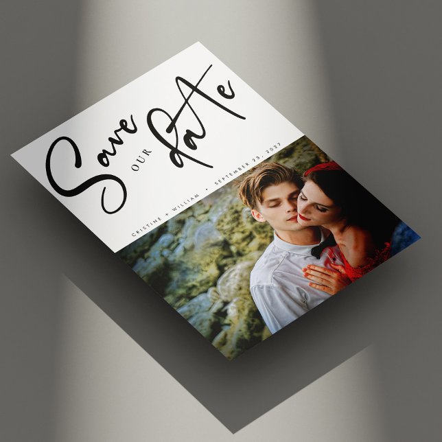 Save The Date Élégant Mariage photo diagonal Script (Personalized Elegant Diagonal Script Photo Wedding Save The Date)