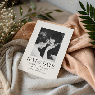 Save The Date Élégant Mariage Photo Minimaliste Moderne Blanc