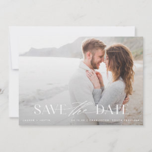 Save The Date Élégant Mariage photo moderne bleu clair et blanc