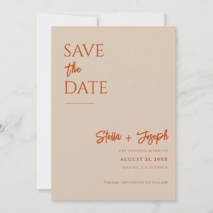 Save The Date Élégant Mariage photo moderne en terre cuite Boho 