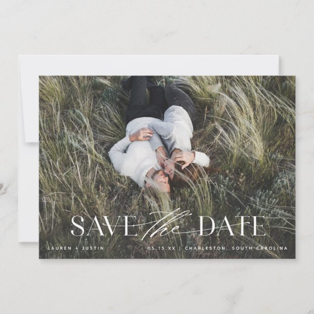 Save The Date Élégant Mariage Photo Noir & Blanc Moderne Sauvez  (Devant)