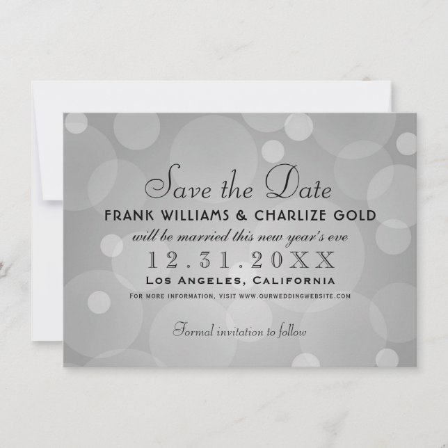 Save The Date Élégant Mariage Platinum Grey (Devant)