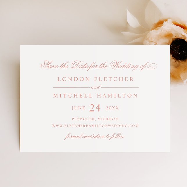 Save The Date Élégant mariage rose gold écriture (Créateur téléchargé)