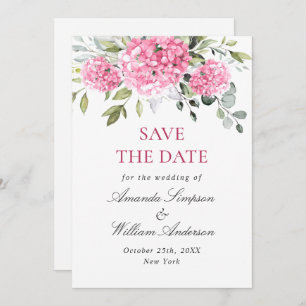 Save The Date Élégant Mariage rose Hydrangea Floral