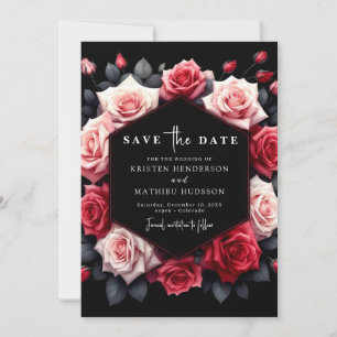 Save The Date Élégant Mariage rouge Crimson rouge