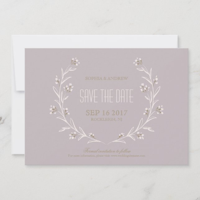 Save The Date Elégant mariage rustique lilas floral sauver la da (Devant)