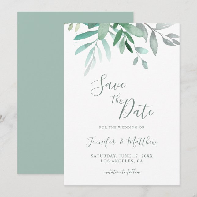 Save The Date Elégant mariage rustique verdoyant Enregistrer la  (Devant / Derrière)