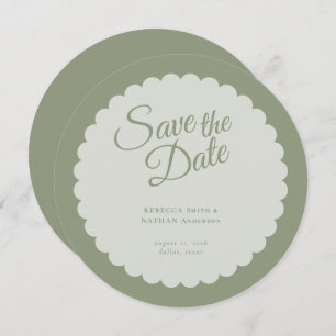 Save The Date Élégant Mariage Sage Green Script