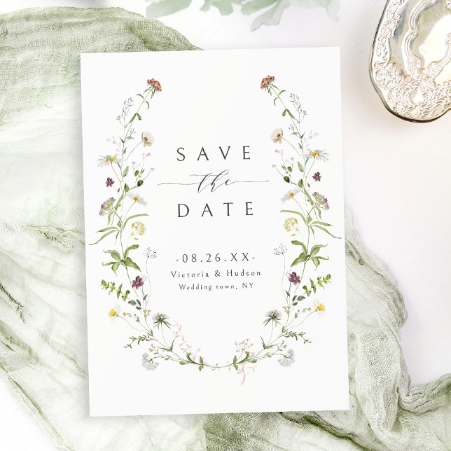 Save The Date Élégant mariage sauvage rustique boho  (Elegant Wildflower Rustic Boho Wedding Save The Date)