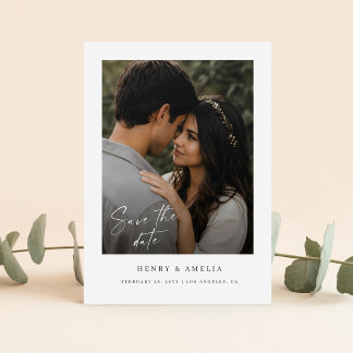 Save The Date Élégant Mariage Simple Photo Écriture