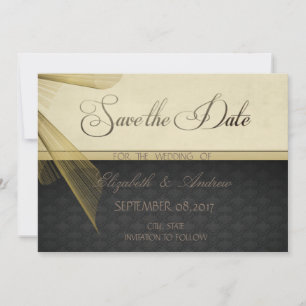 Save The Date Élégant Mariage Style Noir Damassé Enregistrez la