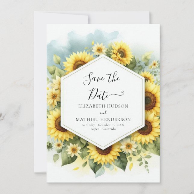 Save The Date Élégant Mariage unique de tournesol (Devant)