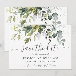 Save The Date Élégant mariage verdure eucalyptus aquarelle
