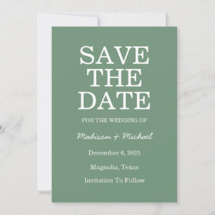 Save The Date Elégant mariage vert d'hiver