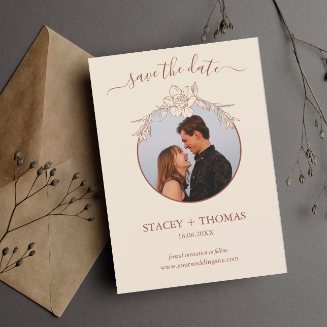 Save The Date Élégant Mariage Whimsical en terre cuite (Créateur téléchargé)