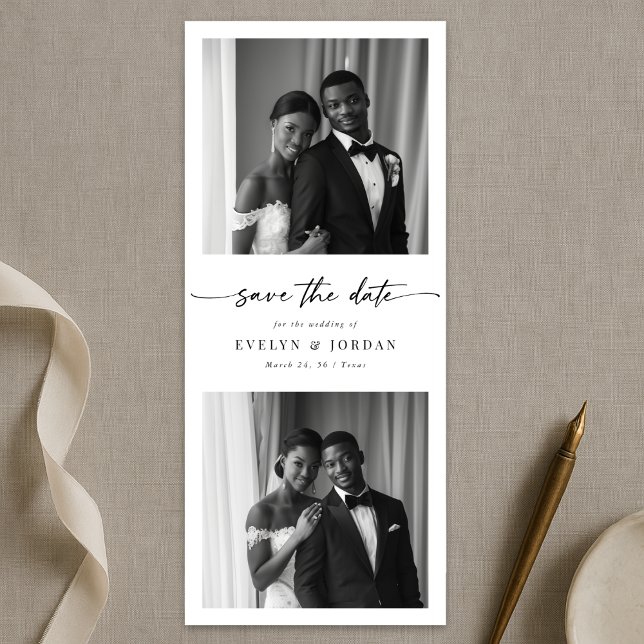 Save The Date Élégant marque-page de photomaton de mariage écrit (Créateur téléchargé)