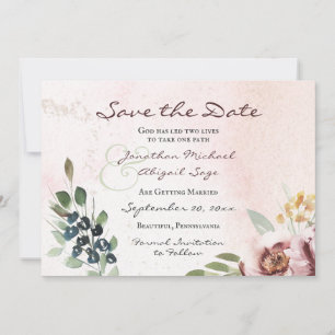 Save The Date Élégant Mauve Blush rose Floral Mariage chrétien