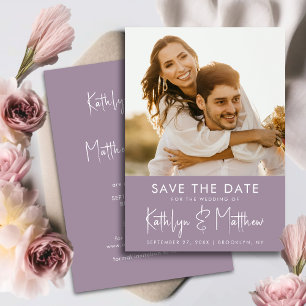 Save The Date Elegant Mauve Fun Script moderne Mariage photo