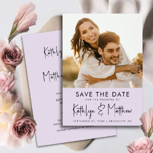Save The Date Elegant Mauve Fun Script moderne Mariage photo