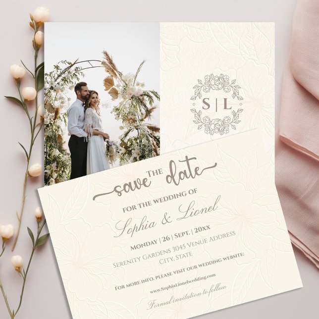Save The Date Élégant minimal hors Mariage blanc (Créateur téléchargé)
