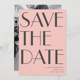 Save The Date Elégant minimaliste Art Déco Photo rose Grey