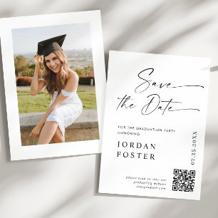Save The Date Élégant minimaliste de diplôme Photo Code QR