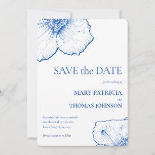 Save The Date Élégant Minimaliste Floral de Saphir, Code QR