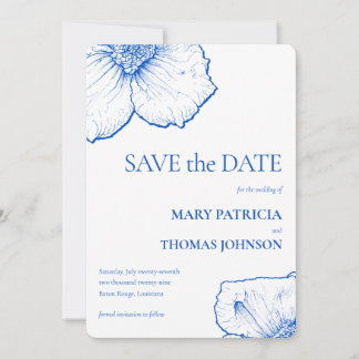 Save The Date Élégant Minimaliste Floral de Saphir, Code QR