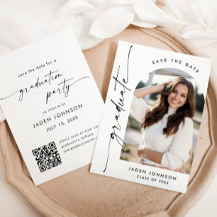 Save The Date Elégant minimaliste Gradualist Party Photo Code QR