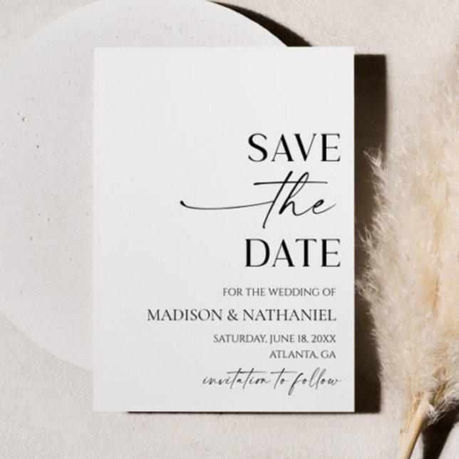 Save The Date Élégant minimaliste moderne Mariage noir blanc (Créateur téléchargé)